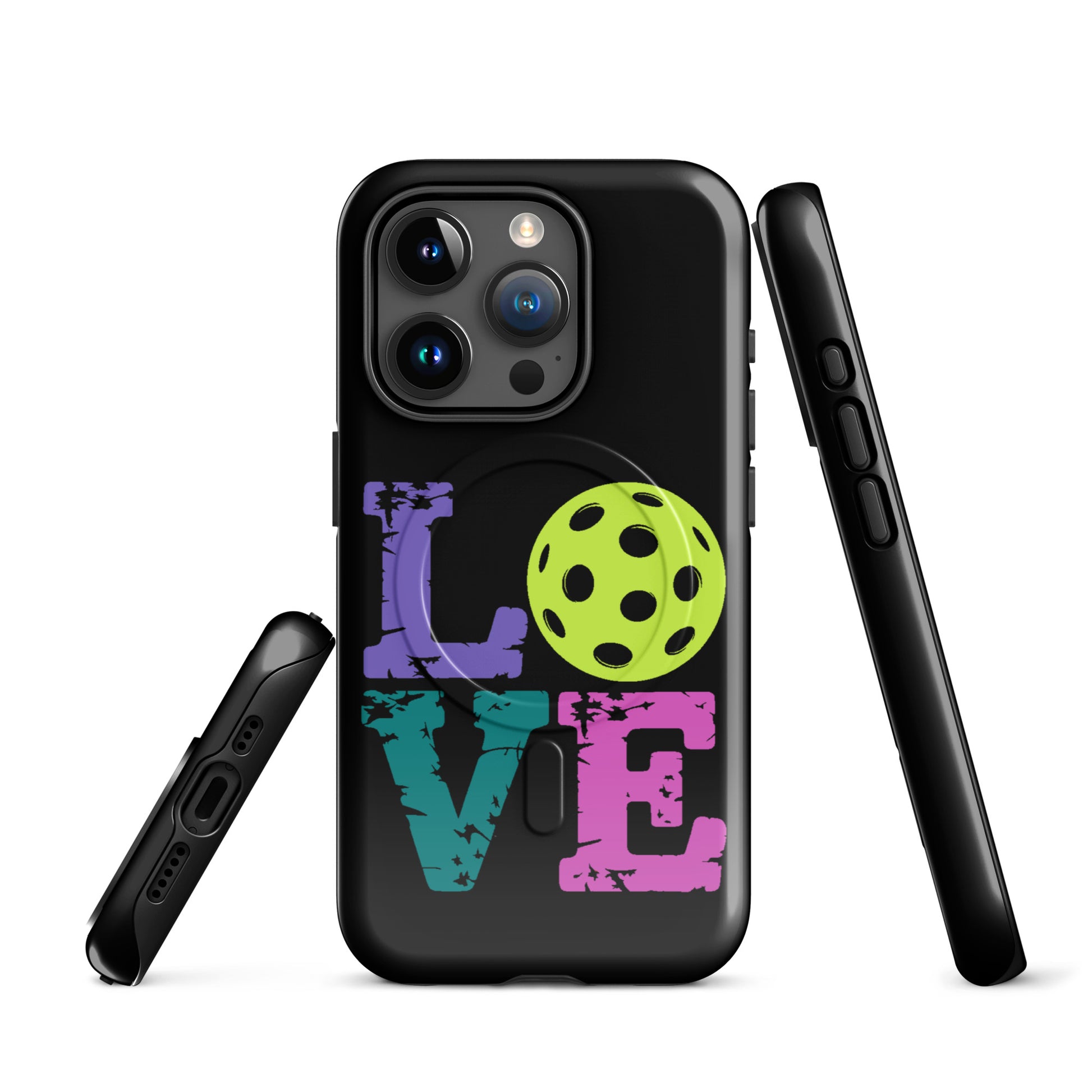 Magnetic Phone Case with Love and Pickleball Design for iPhone