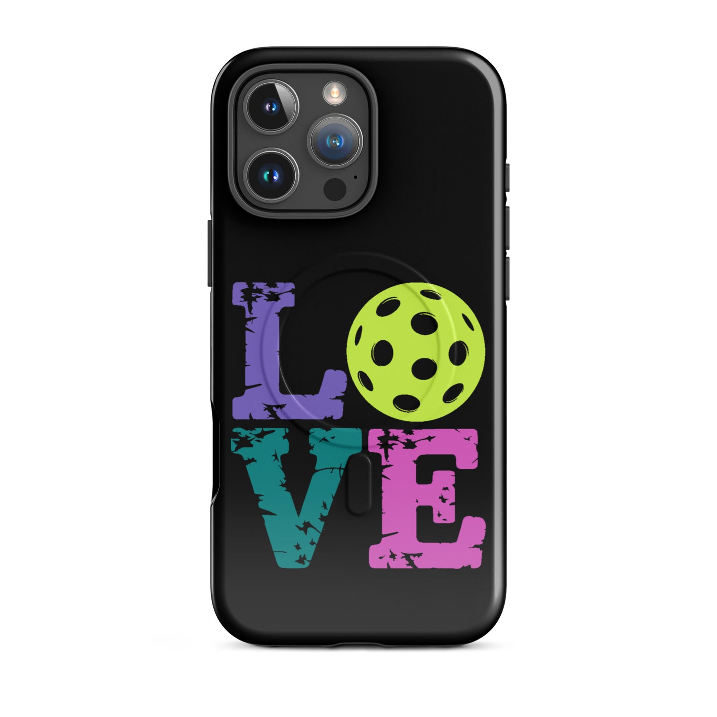 Magnetic Phone Case with pickleball LOVE design, perfect for iPhone users and pickleball fans seeking style and functionality.
