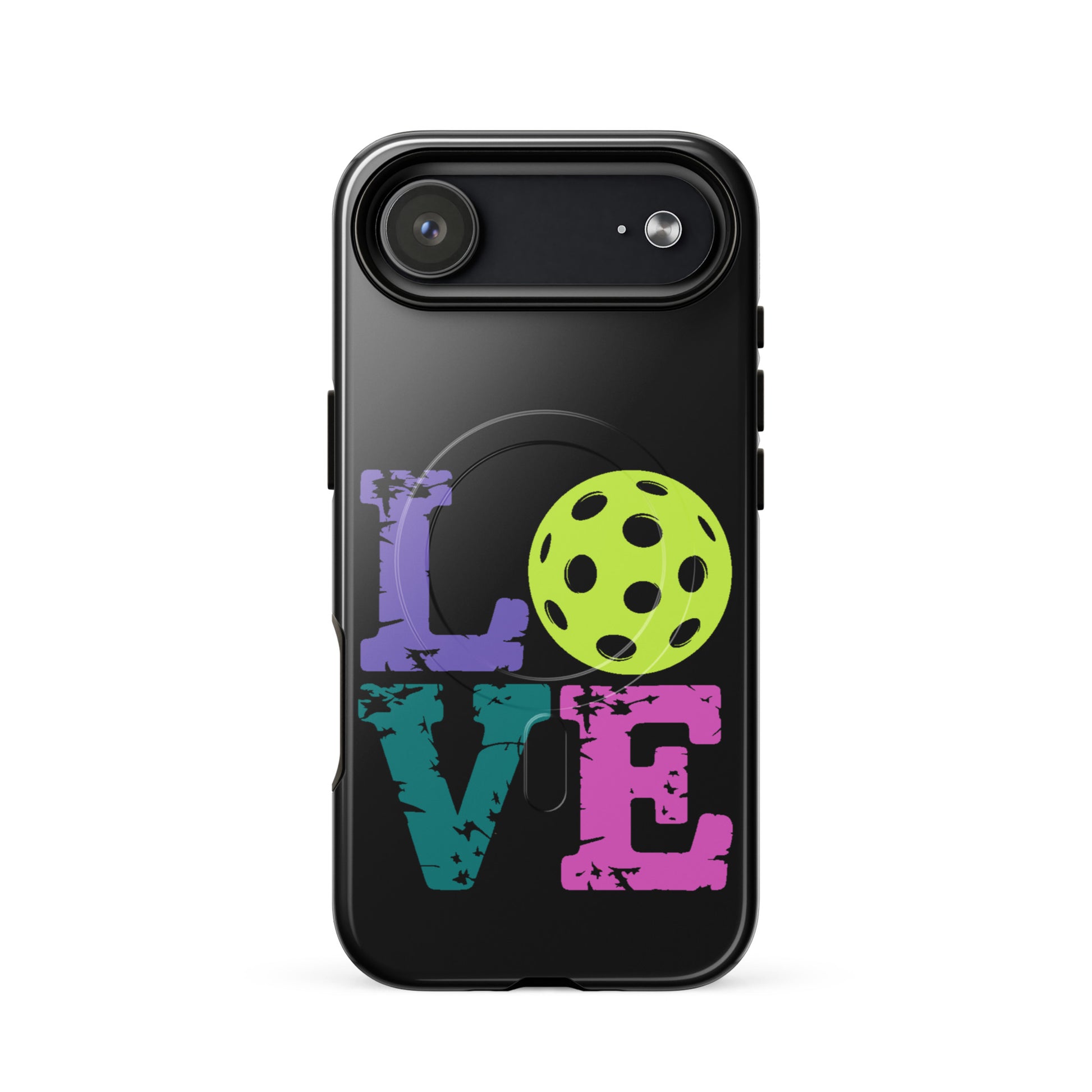 Magnetic Phone Case with LOVE design featuring a pickleball for pickleball fans.