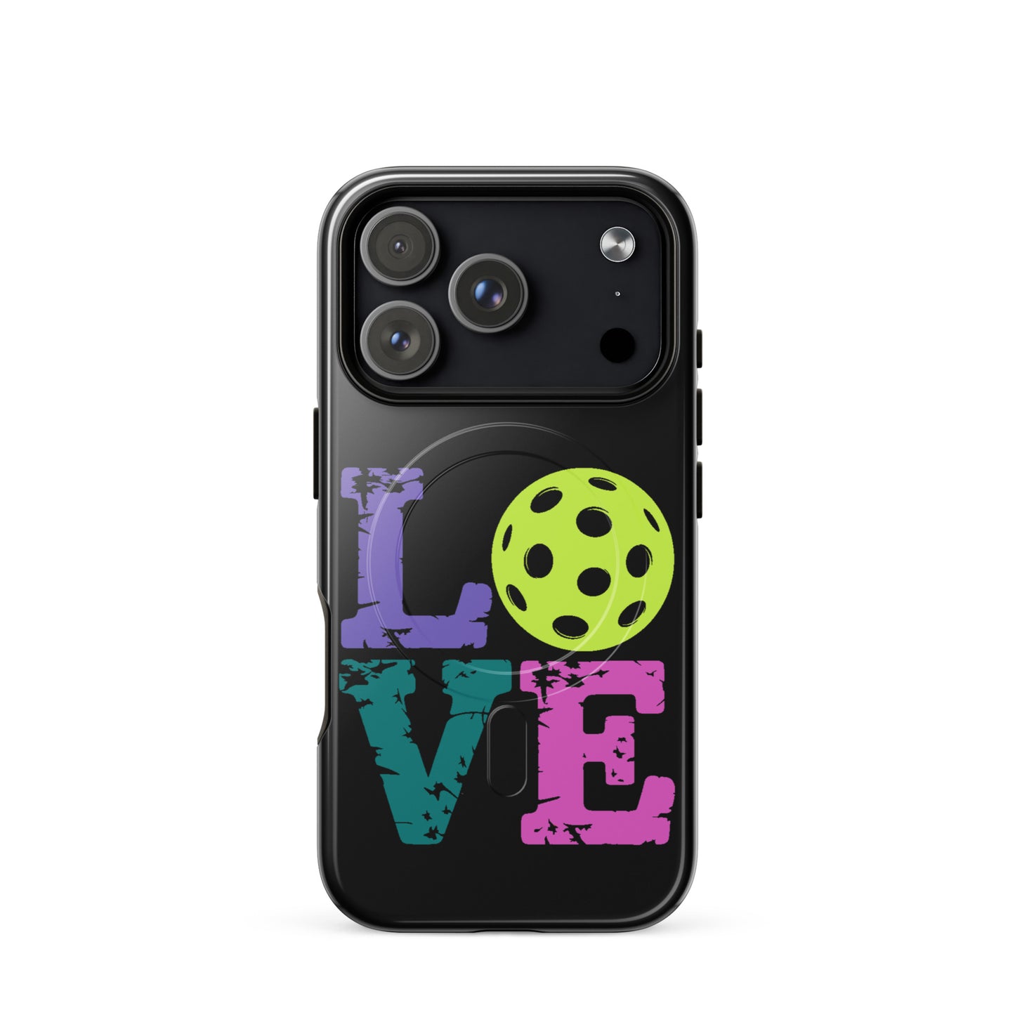 Magnetic Phone Case for iPhone with LOVE design featuring a pickleball for passionate pickleball fans.