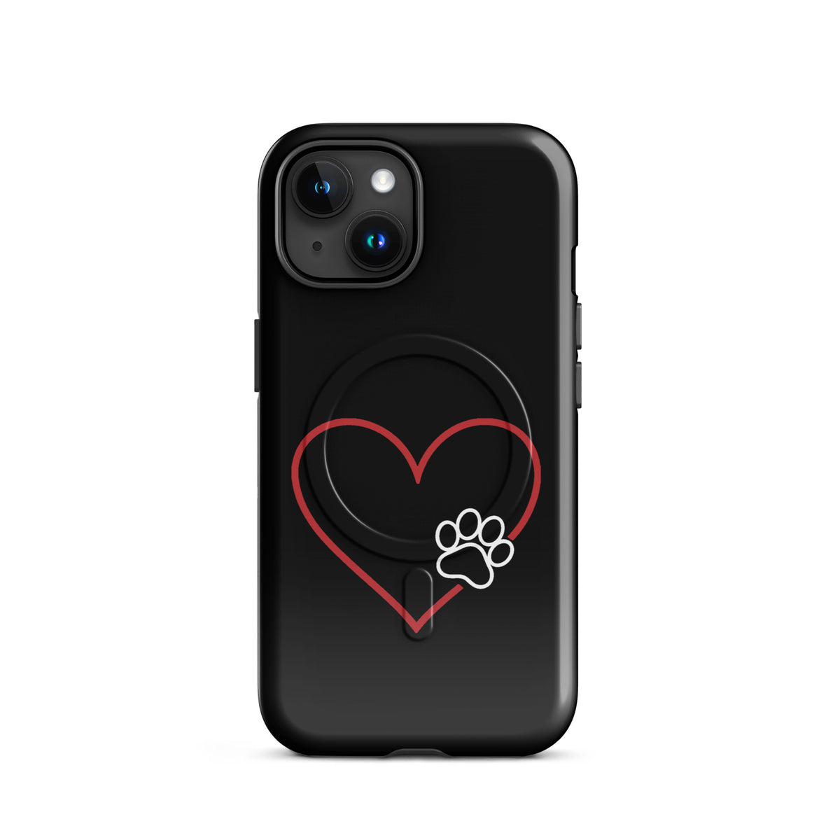 Magnetic Phone Case for iPhone with heart and paw print design, showcasing pet-related style and premium protection.