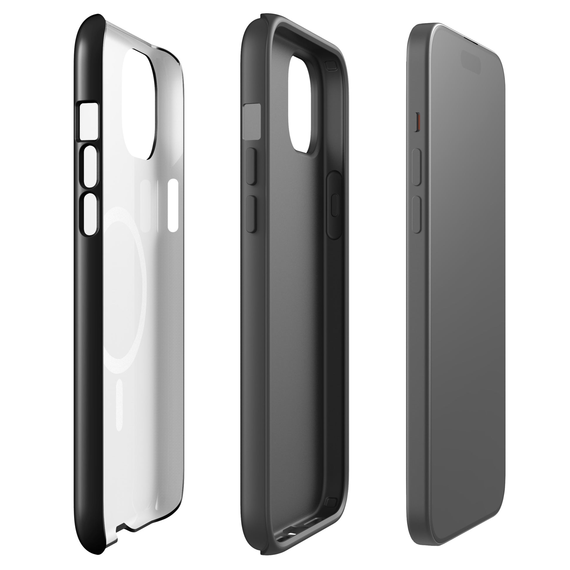Magnetic Phone Case for iPhone featuring elegant heart and paw print design in sleek black and white for pet lovers.