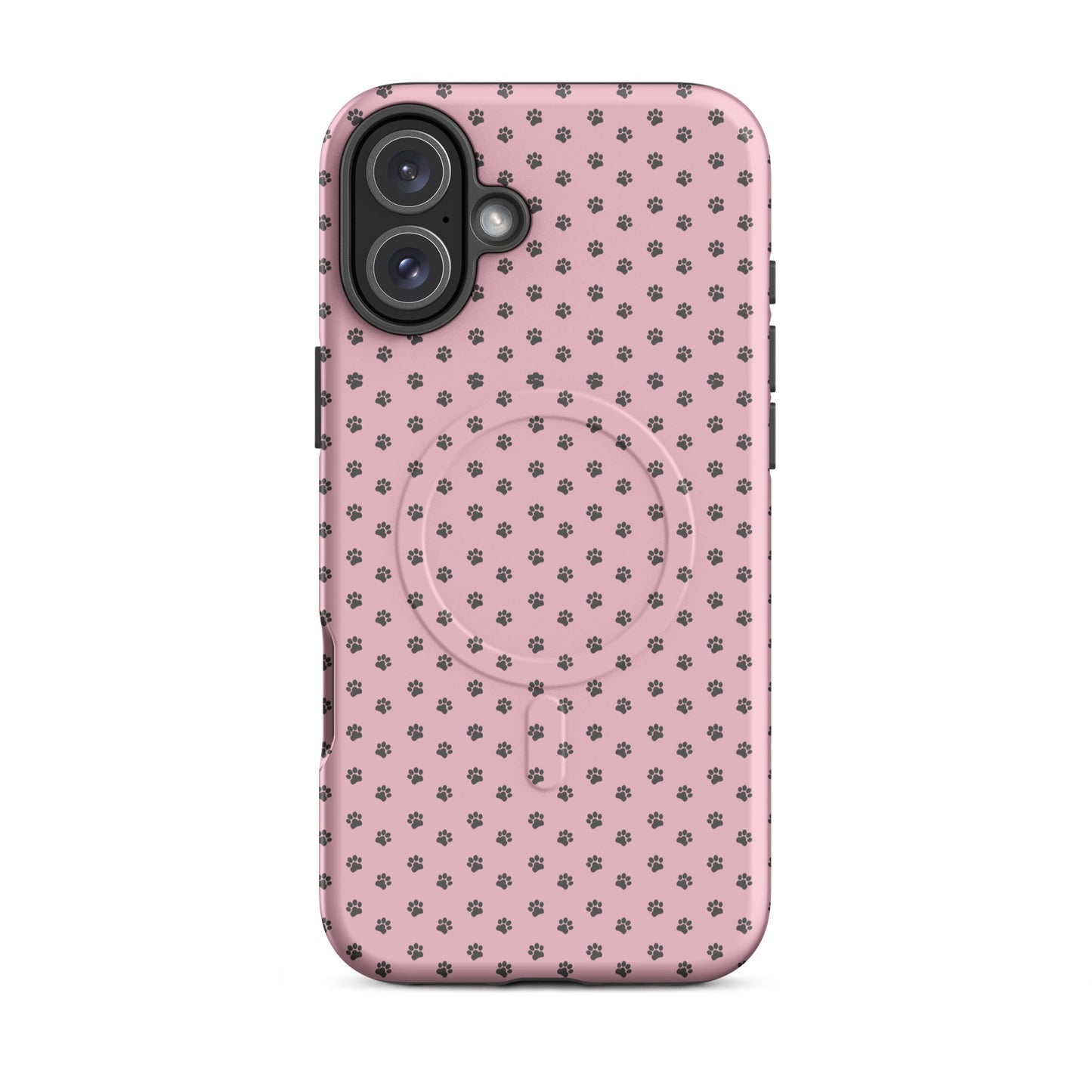 Magnetic Phone Case with pink paw-print design for iPhone, combining durability and cuteness for pet lovers.