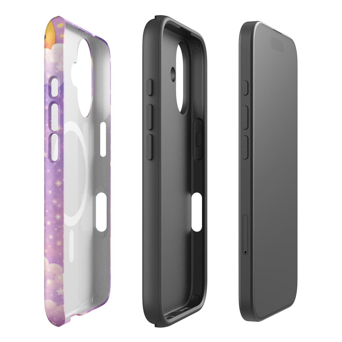 Magnetic Phone Case for iPhone with dreamy bunny moon design, featuring celestial pastel sky for charm and protection.