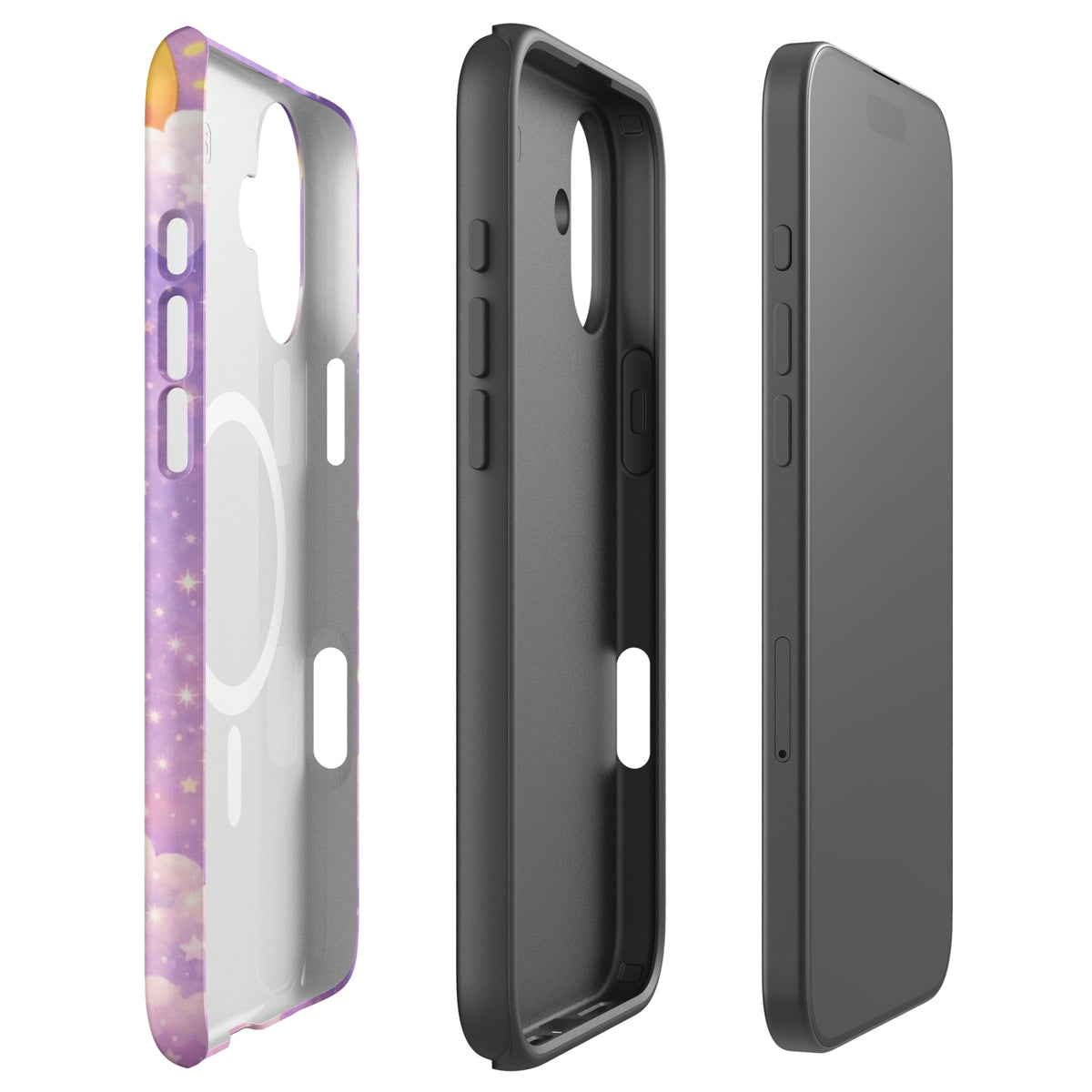 Magnetic Phone Case for iPhone with dreamy bunny moon design, showcasing cozy celestial art and durable protection features.