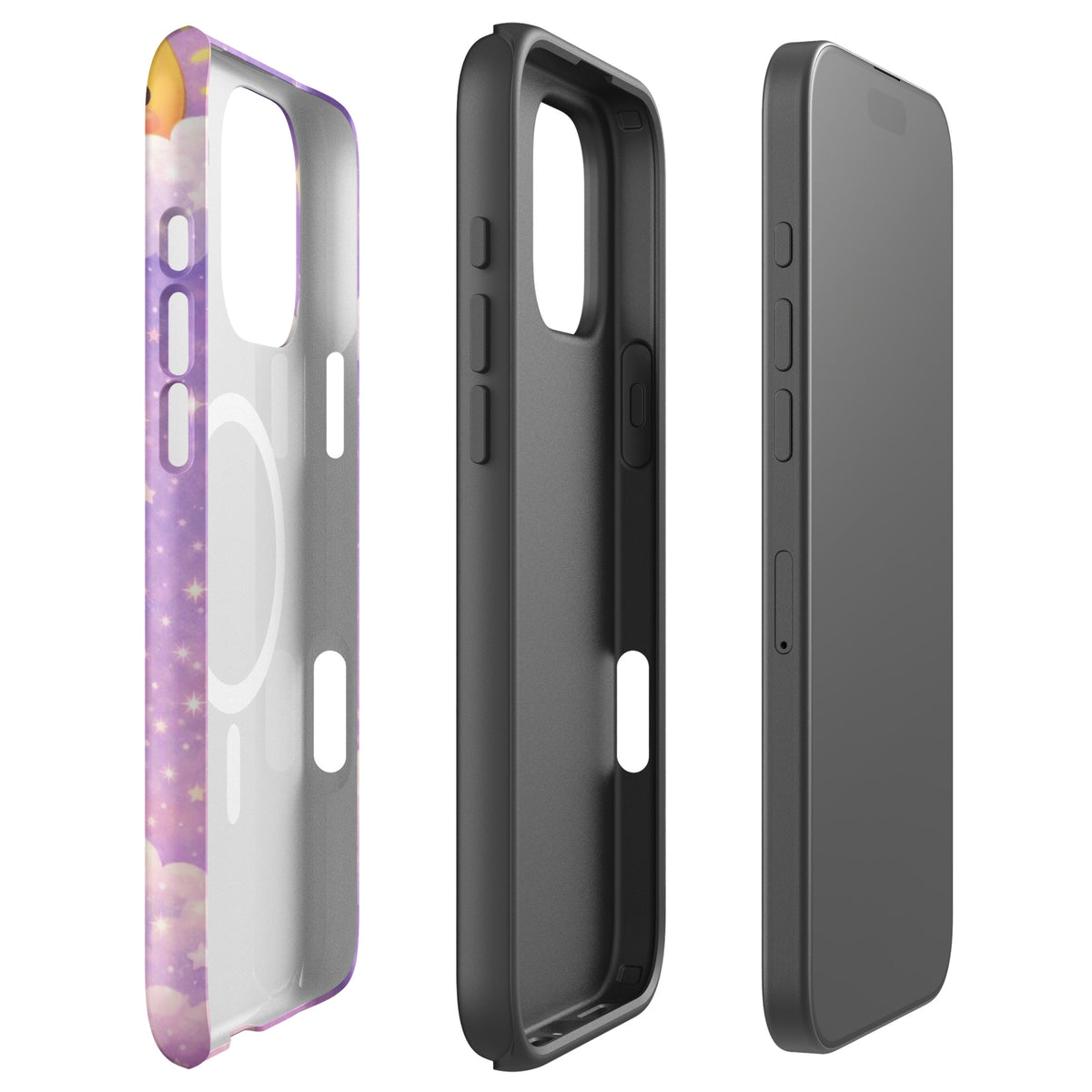 Magnetic Phone Case for iPhone with dreamy bunny moon design in pastel colors, showcasing durable protection and charm.