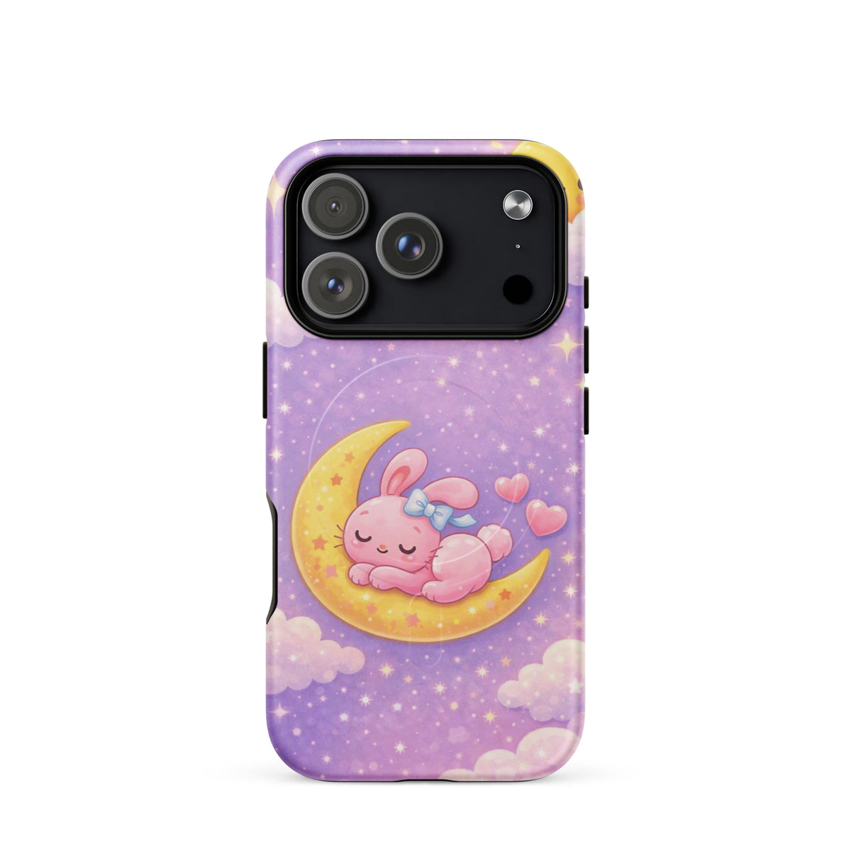 Magnetic Phone Case with dreamy bunny on crescent moon design, adds charm and protection to your iPhone.