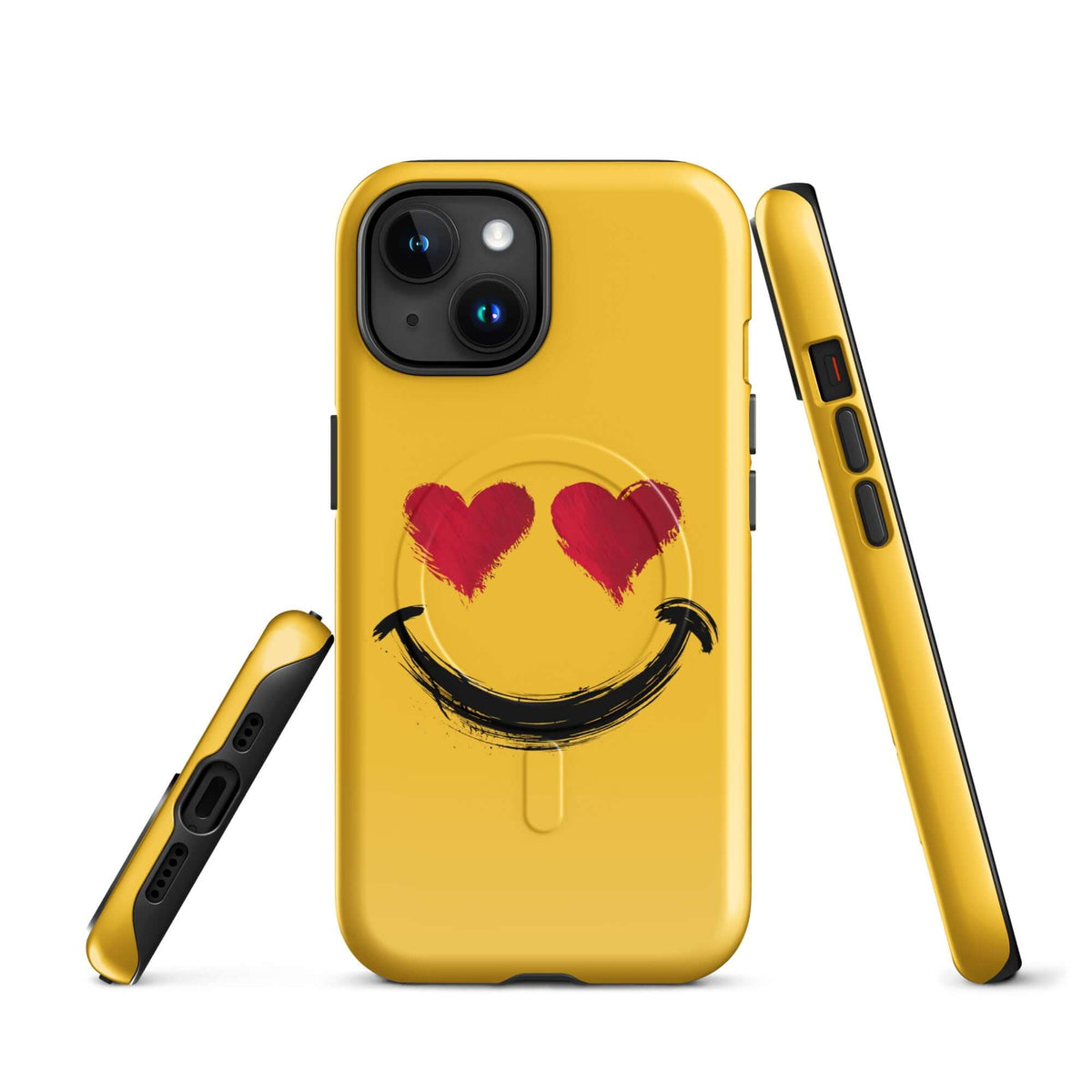 Magnetic Phone Case for iPhone with heart‑eyes smiley art, bold and vibrant design for stylish protection.