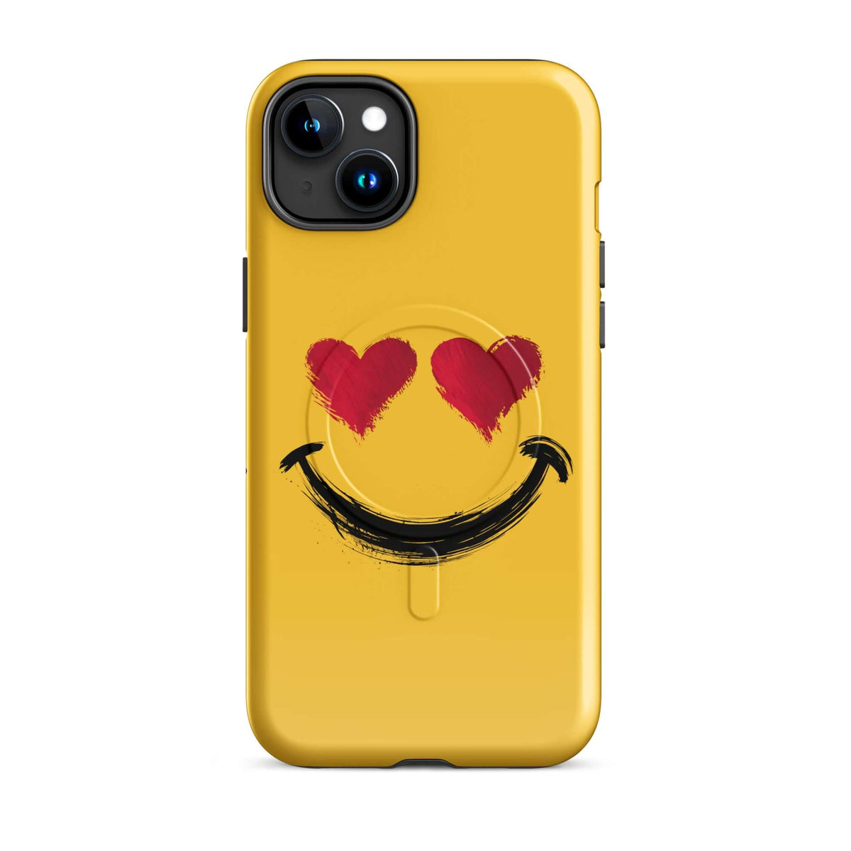 Magnetic Phone Case for iPhone with heart-eyes smiley design, vibrant colors, bold style.
