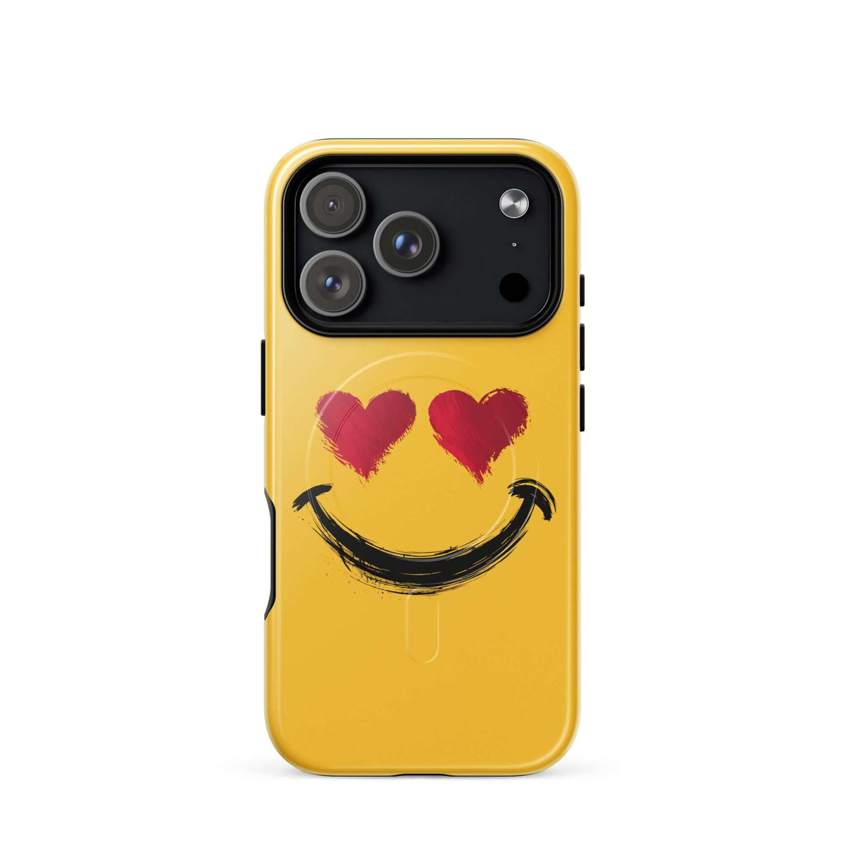 Magnetic Phone Case with heart-eyes smiley art for iPhone, featuring bold style and vibrant design for a joyful everyday carry.