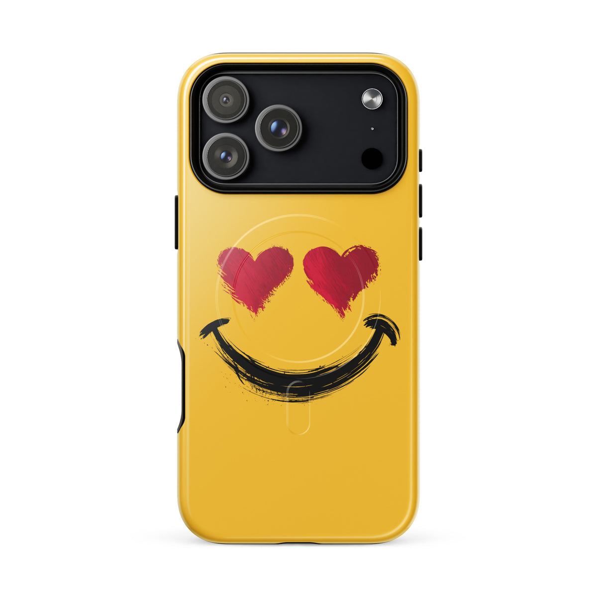 Magnetic Phone Case with heart-eyes smiley design for iPhone, offering playful style and premium protection.