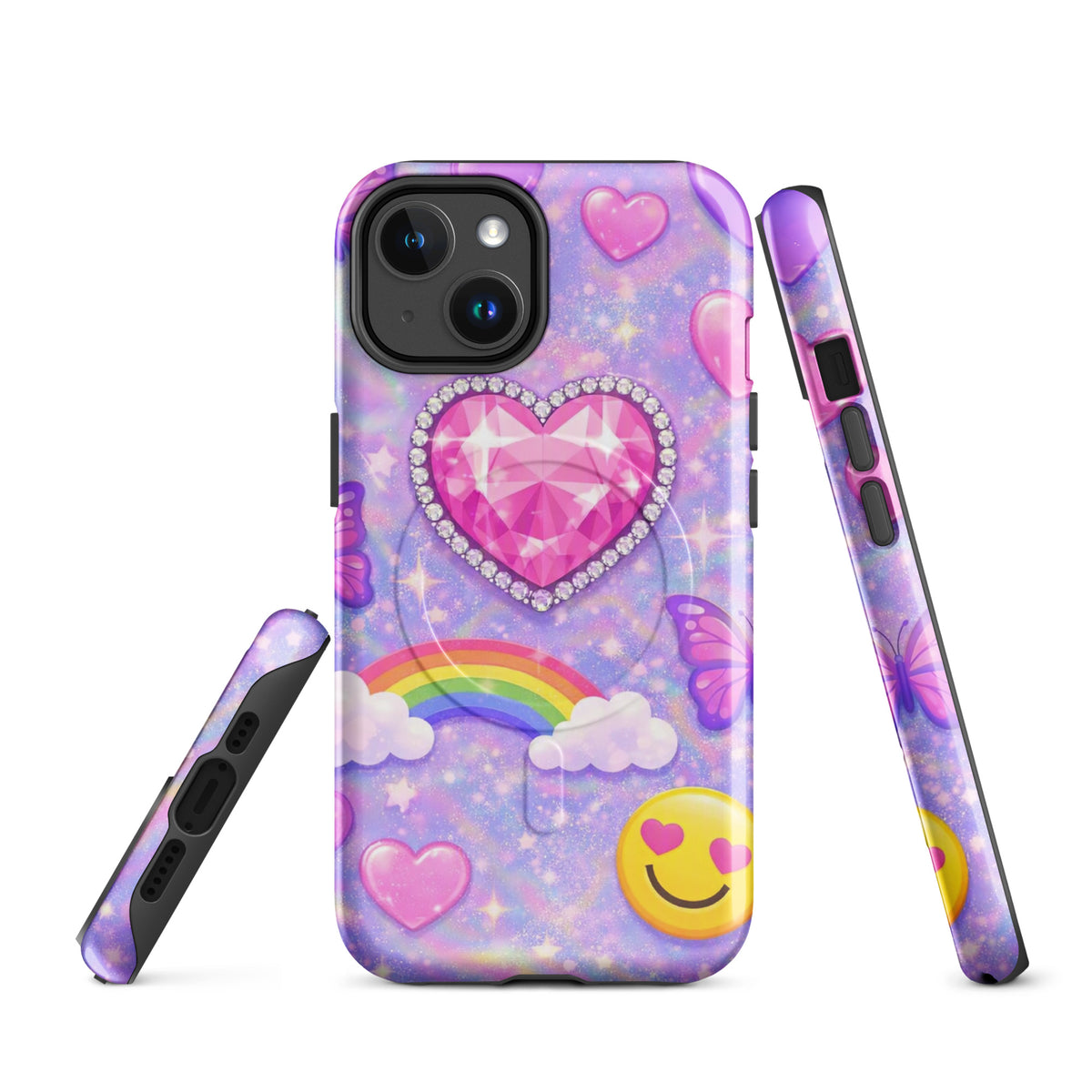 Magnetic Phone Case for iPhone - Sparkle Heart Fantasy Case (xx203)