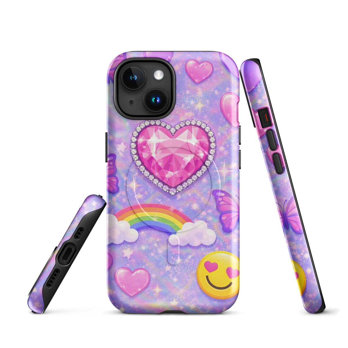 Magnetic Phone Case for iPhone - Sparkle Heart Fantasy Case (xx203)