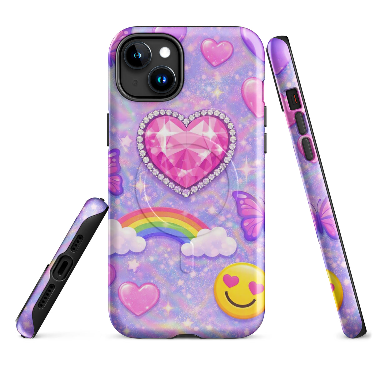 Magnetic Phone Case for iPhone - Sparkle Heart Fantasy Case (xx203)