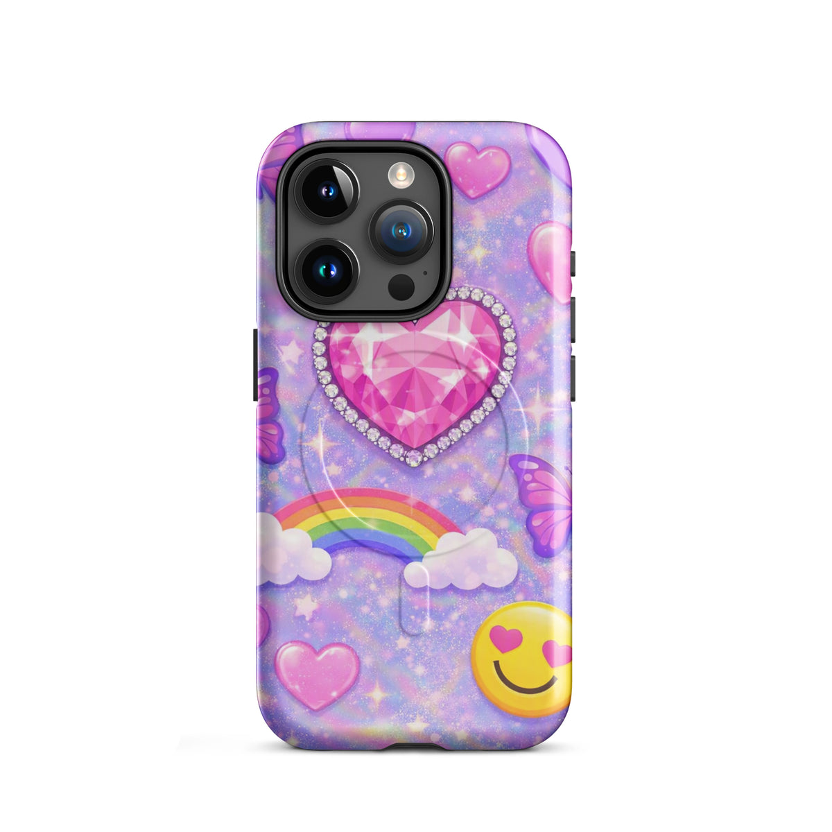 Magnetic Phone Case for iPhone - Sparkle Heart Fantasy Case (xx203)