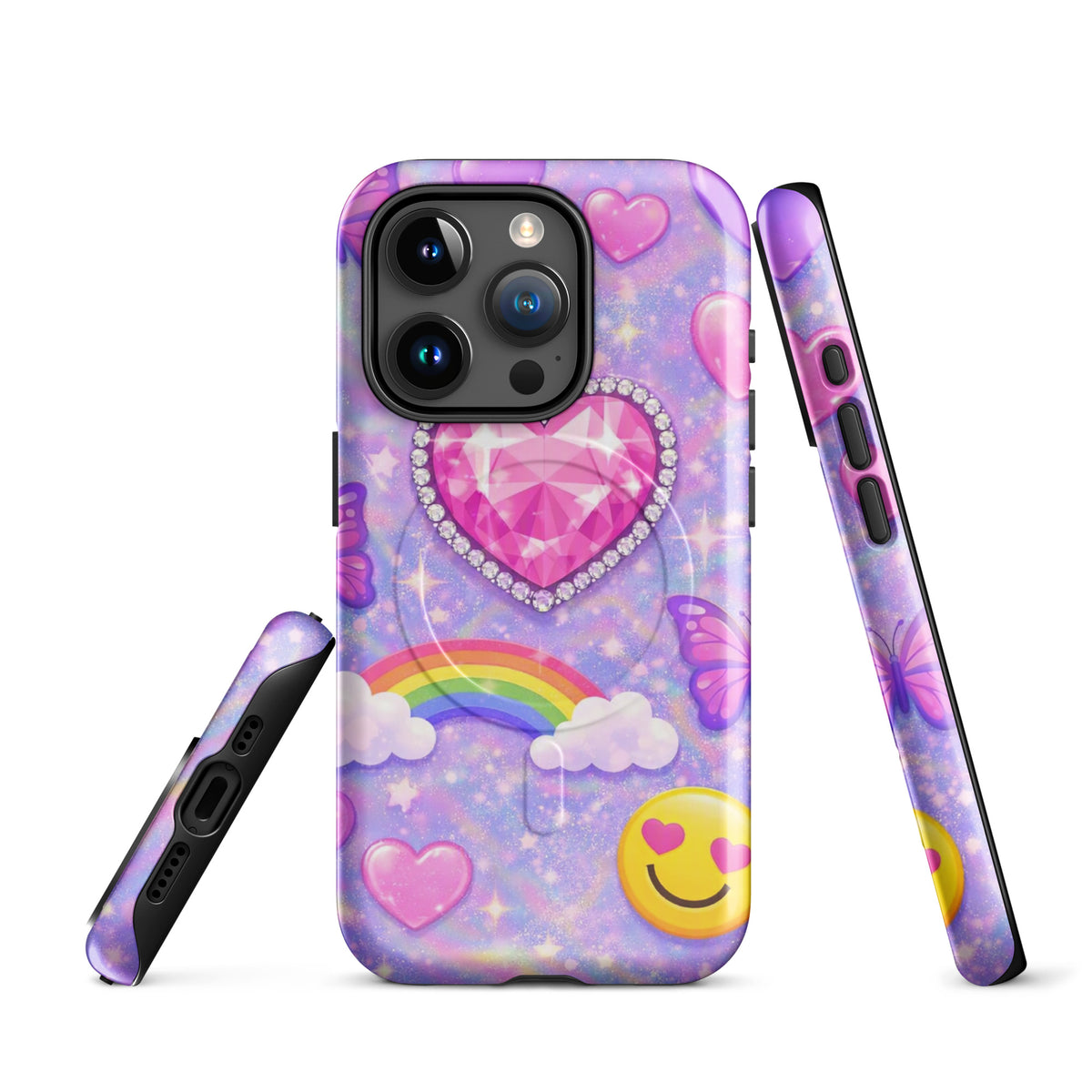 Magnetic Phone Case for iPhone - Sparkle Heart Fantasy Case (xx203)