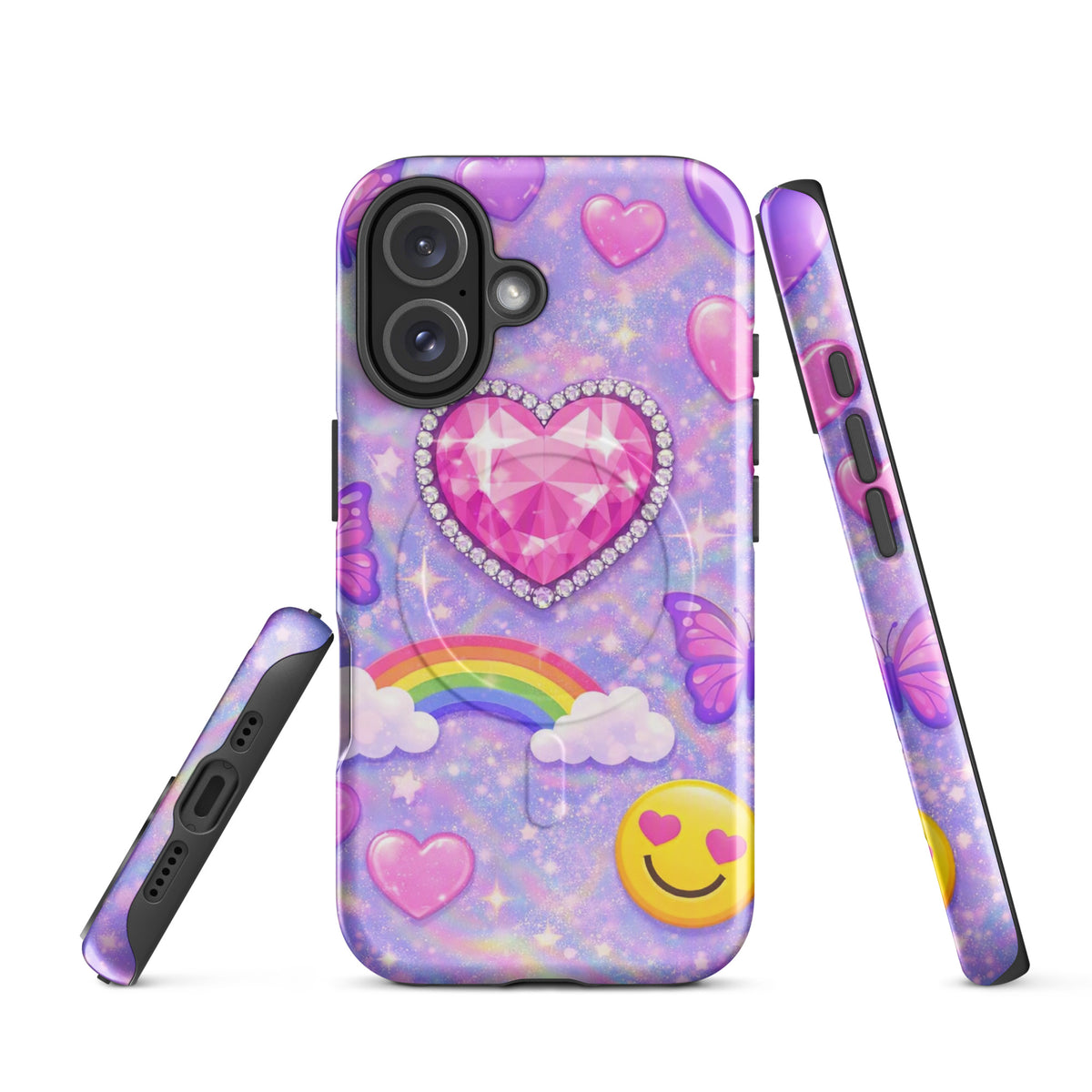 Magnetic Phone Case for iPhone - Sparkle Heart Fantasy Case (xx203)