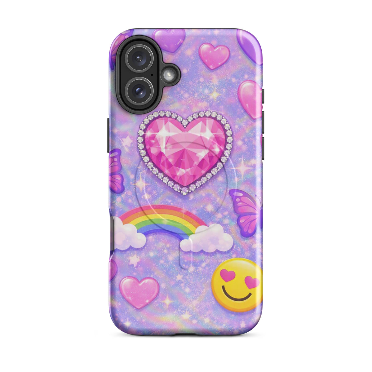Magnetic Phone Case for iPhone - Sparkle Heart Fantasy Case (xx203)