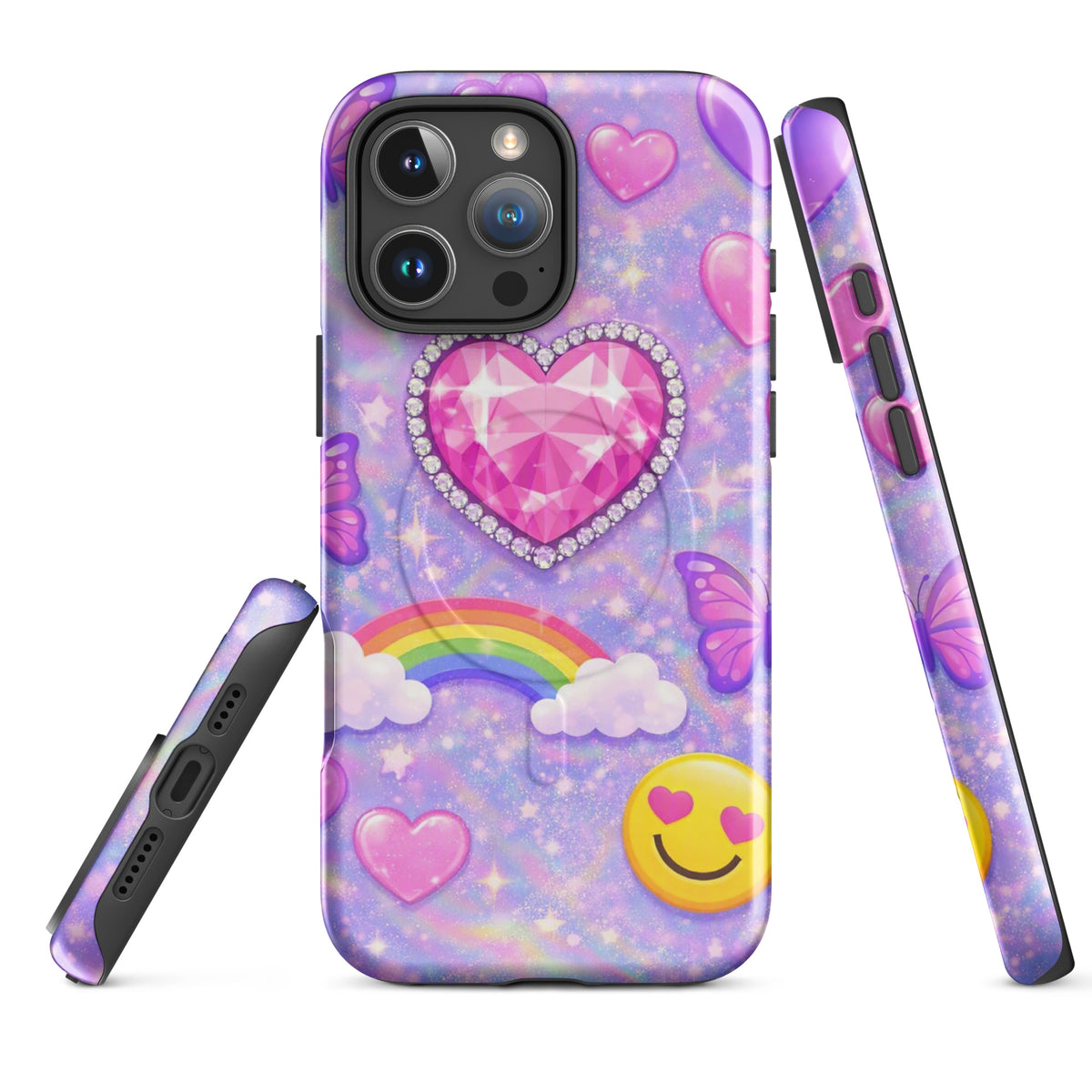 Magnetic Phone Case for iPhone - Sparkle Heart Fantasy Case (xx203)