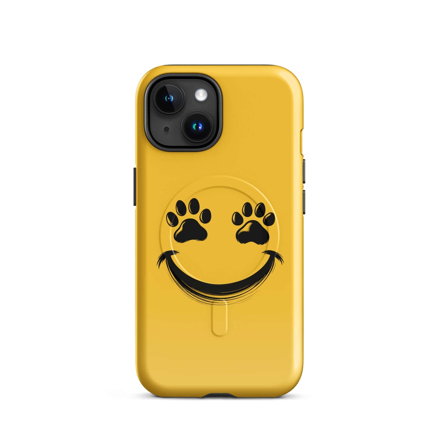 Magnetic Phone Case with smiley face and paw prints for pet lovers