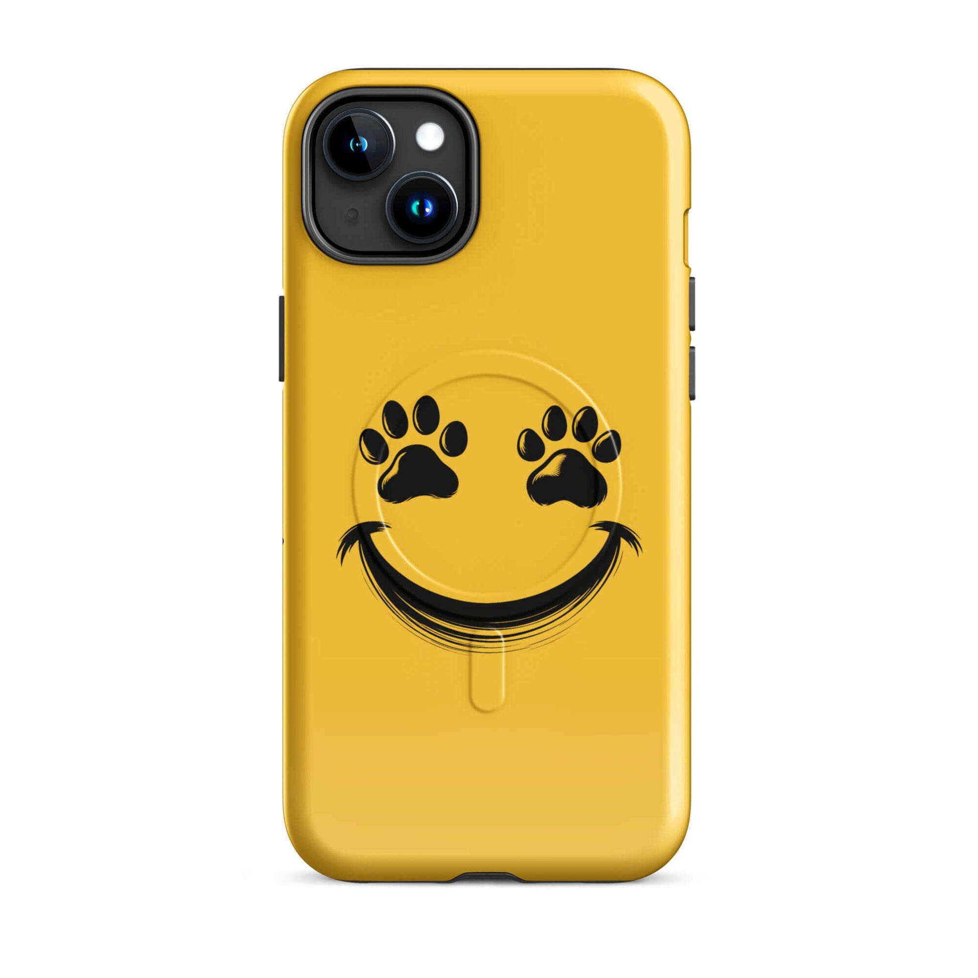 Magnetic Phone Case with smiley paw print design for iPhone, perfect for playful pet lovers seeking durability and bright vibes.