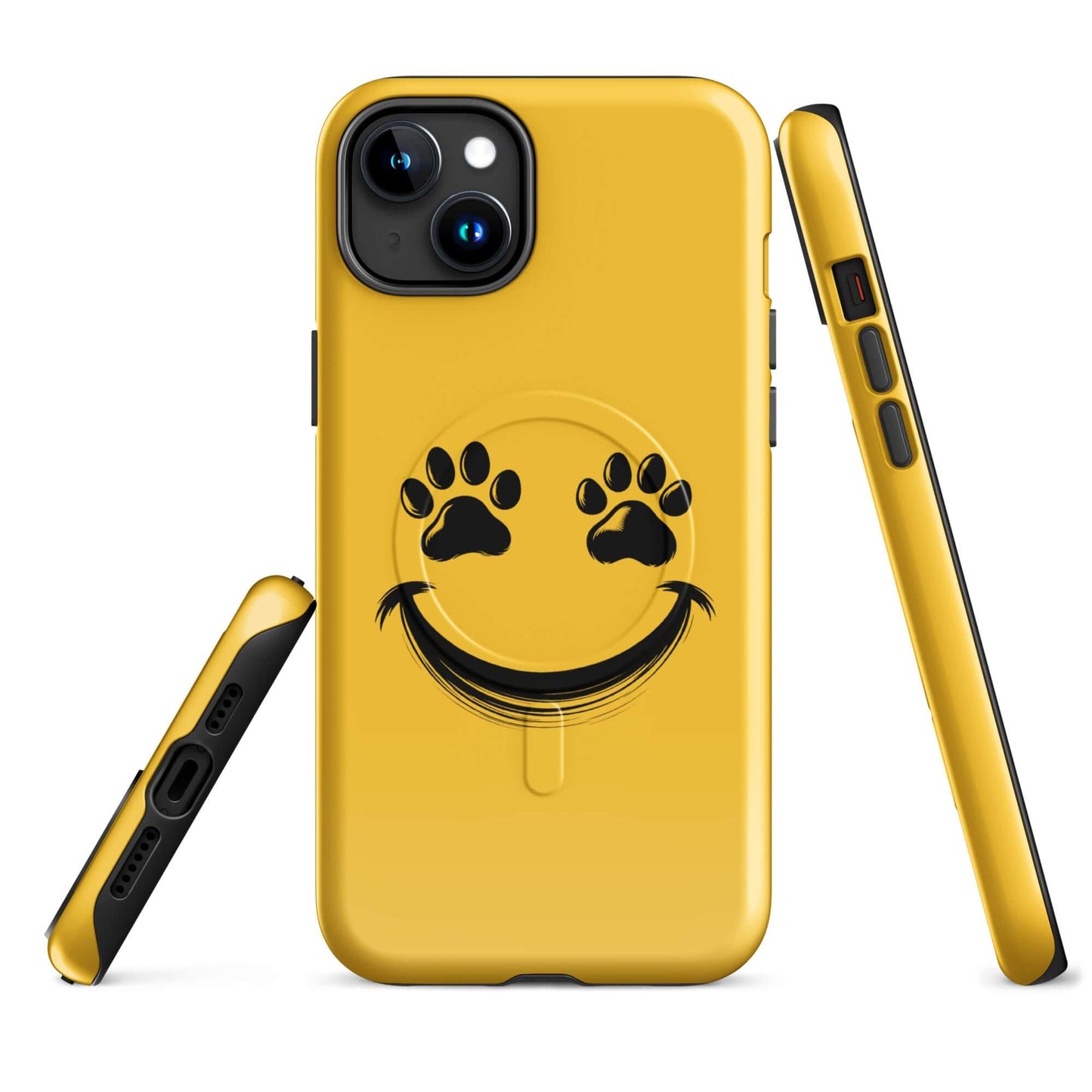 Magnetic Phone Case with smiley face and paw prints design for pet lovers