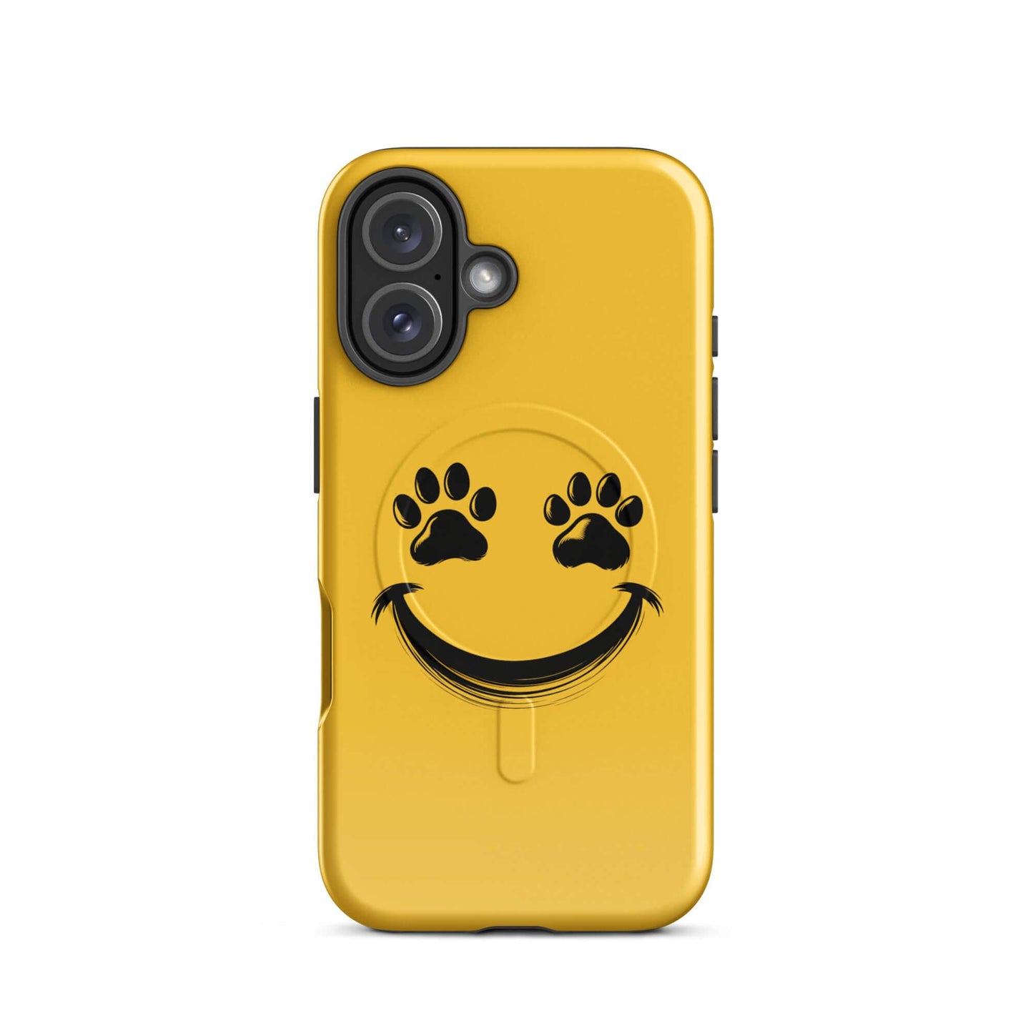 Magnetic Phone Case for iPhone with smiley face and paw prints design for pet lovers