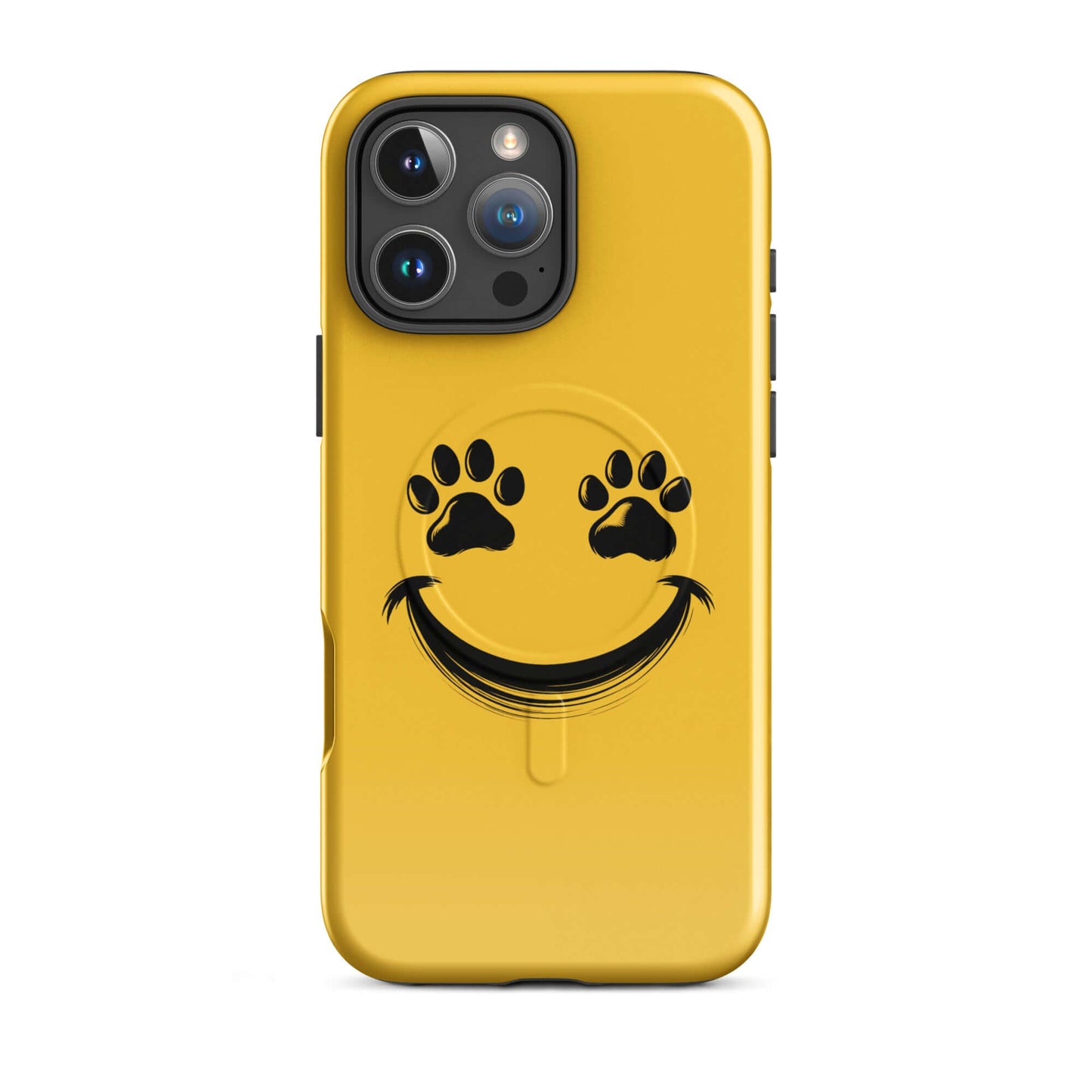 Magnetic Phone Case with smiley face and paw print eyes for pet lovers