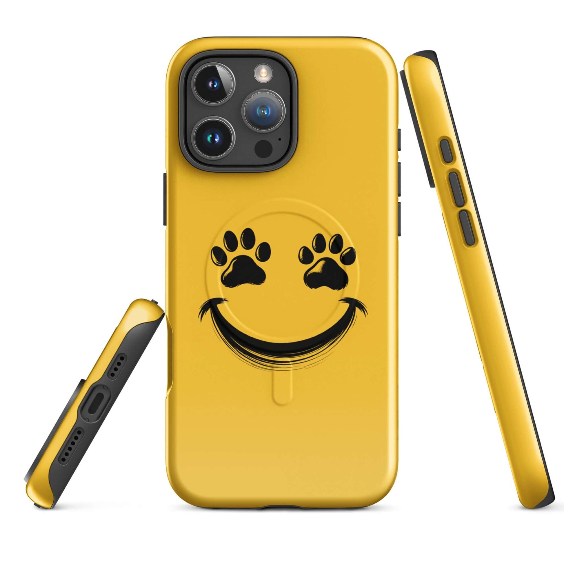 Magnetic Phone Case with smiley paw print design for pet lovers