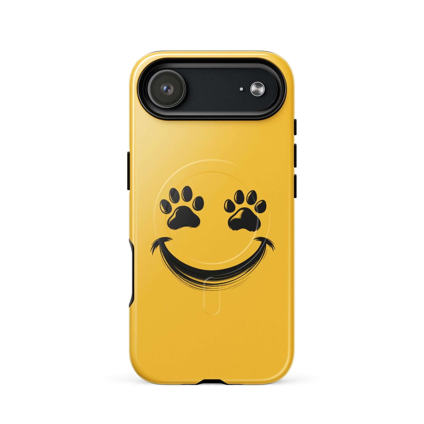 Magnetic Phone Case with smiley face and paw print design for pet lovers