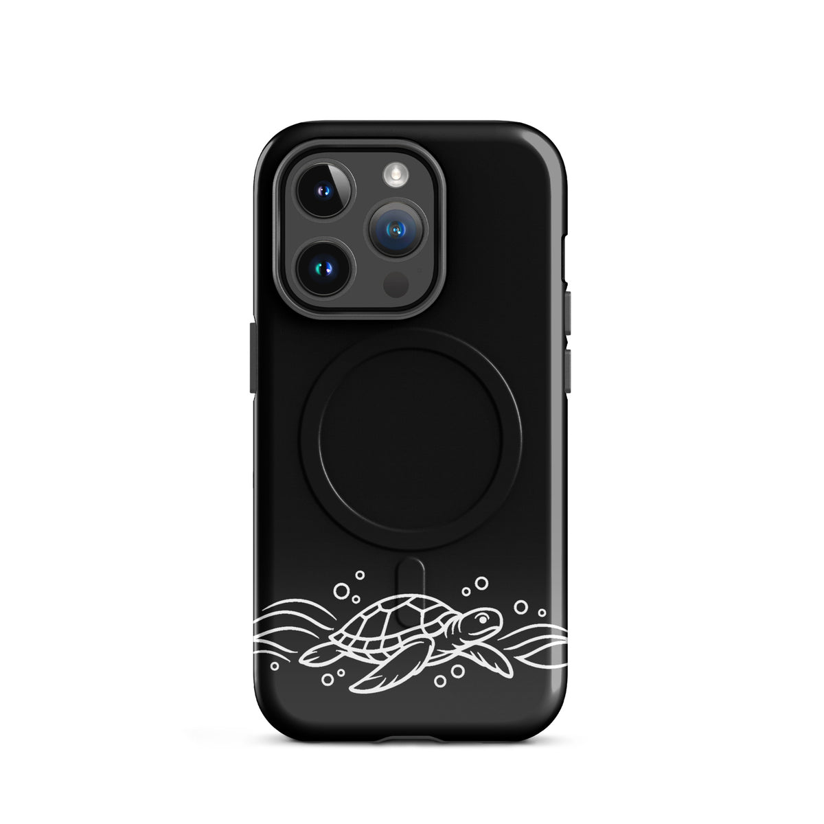 Magnetic Phone Case for iPhone with minimalist sea turtle design and abstract waves, perfect for ocean lovers and marine life enthusiasts.