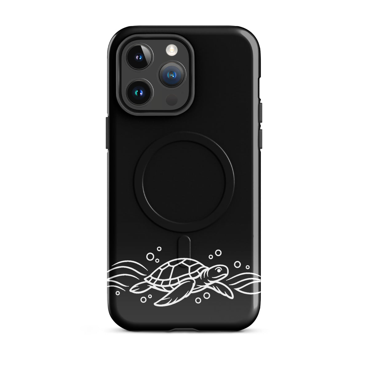 Magnetic Phone Case for iPhone with minimalist sea turtle and waves design, ocean-inspired art on a sleek, stylish case