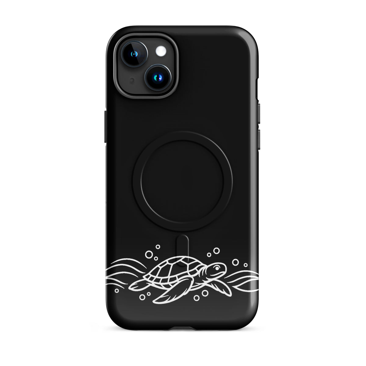 Magnetic Phone Case for iPhone with minimalist sea turtle design and abstract waves, stylish and ocean-inspired accessory.