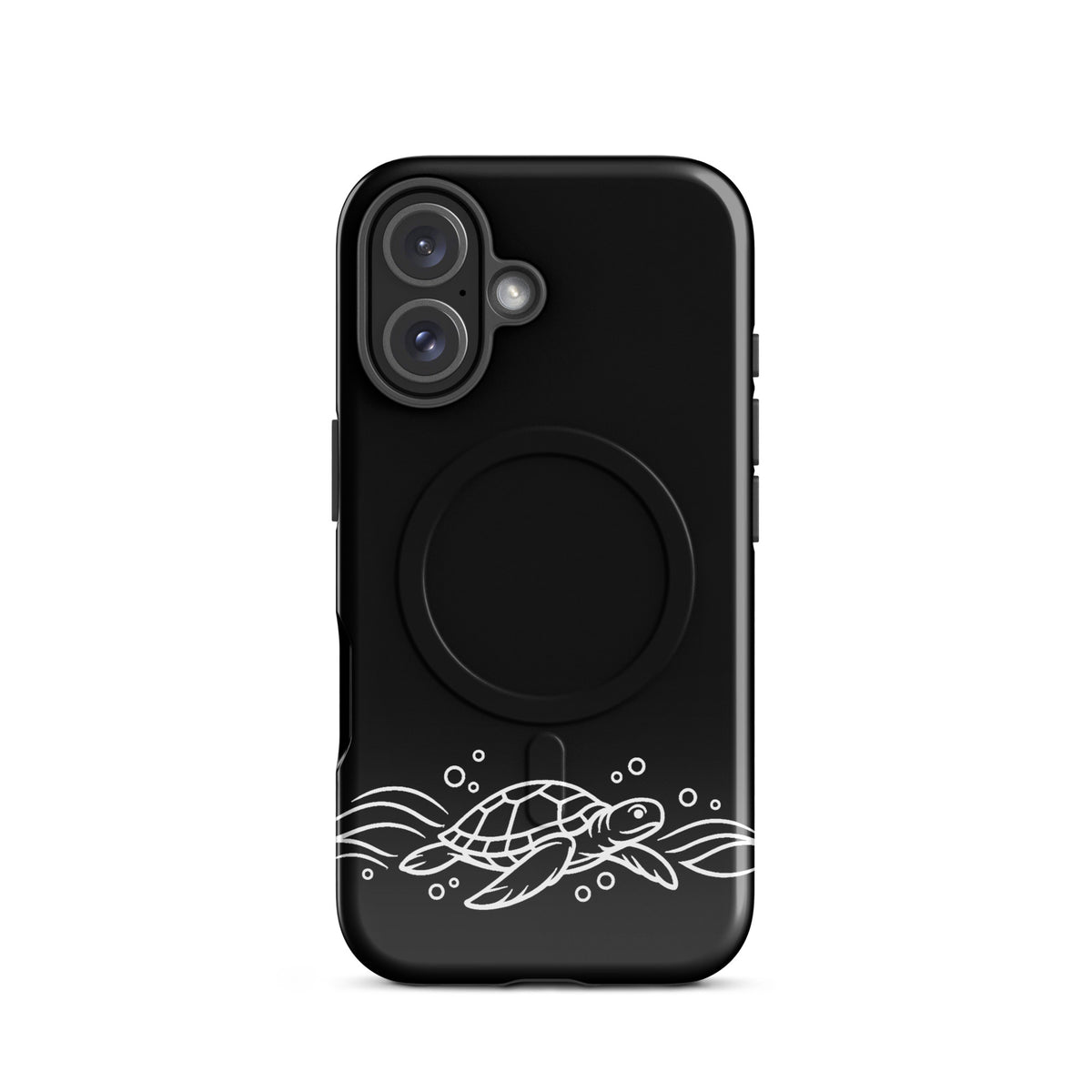 Magnetic Phone Case for iPhone featuring minimalist sea turtle and waves design, ocean-inspired, stylish and modern accessory.