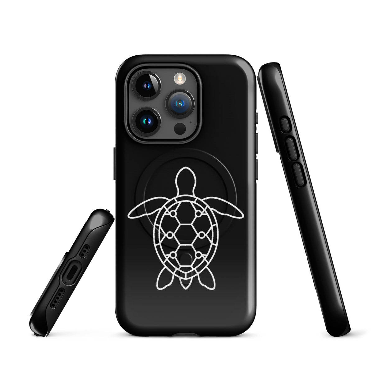 Magnetic Phone Case with minimalist sea turtle silhouette design for iPhone.