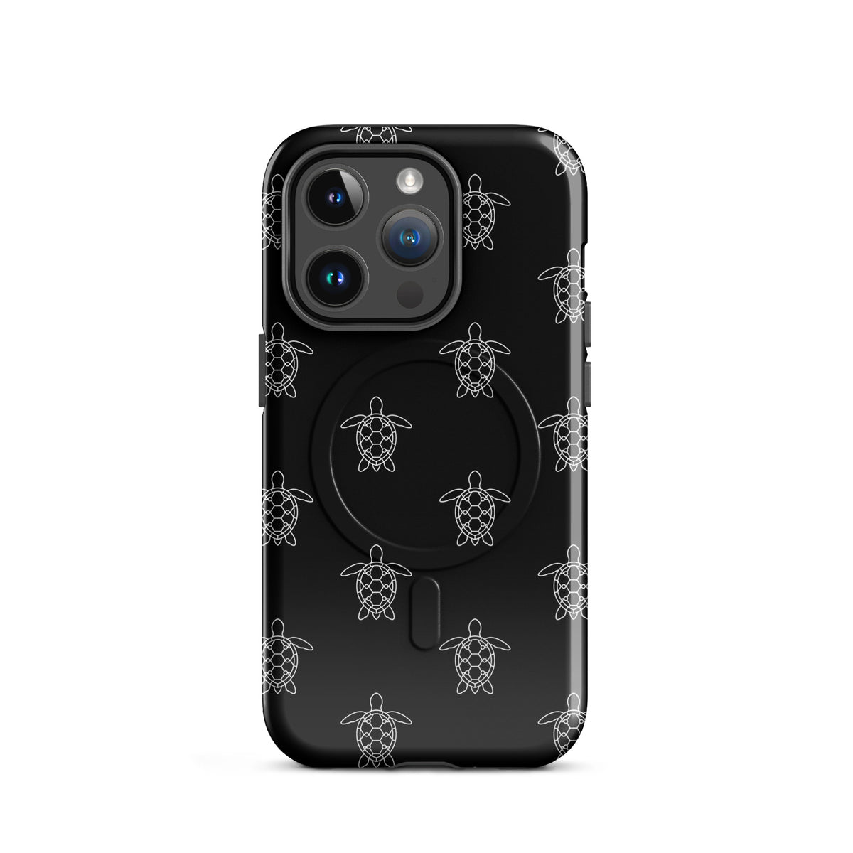 Magnetic Phone Case with minimalist sea turtle pattern for iPhone, featuring geometric shapes and a premium playful design.