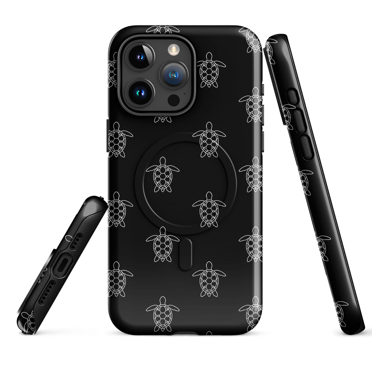 Magnetic Phone Case with minimalist sea turtle pattern for iPhone, featuring sleek geometric designs and premium quality protection.