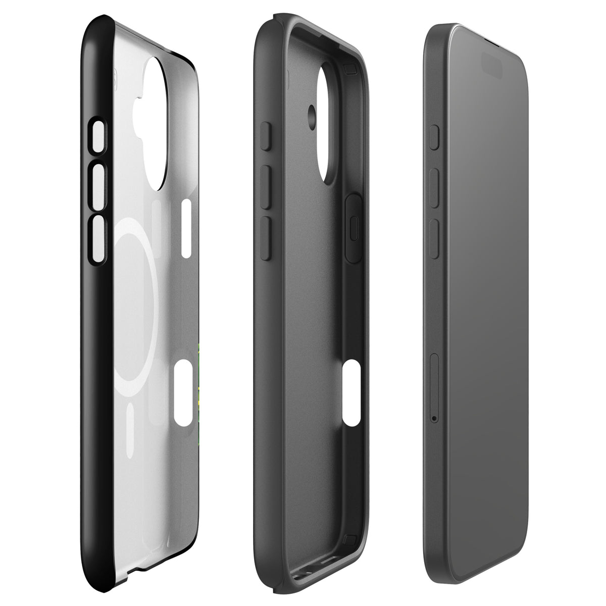 Magnetic Phone Case for iPhone with Sea Turtle Design in sleek black showing multiple angles and precision fit for protection.