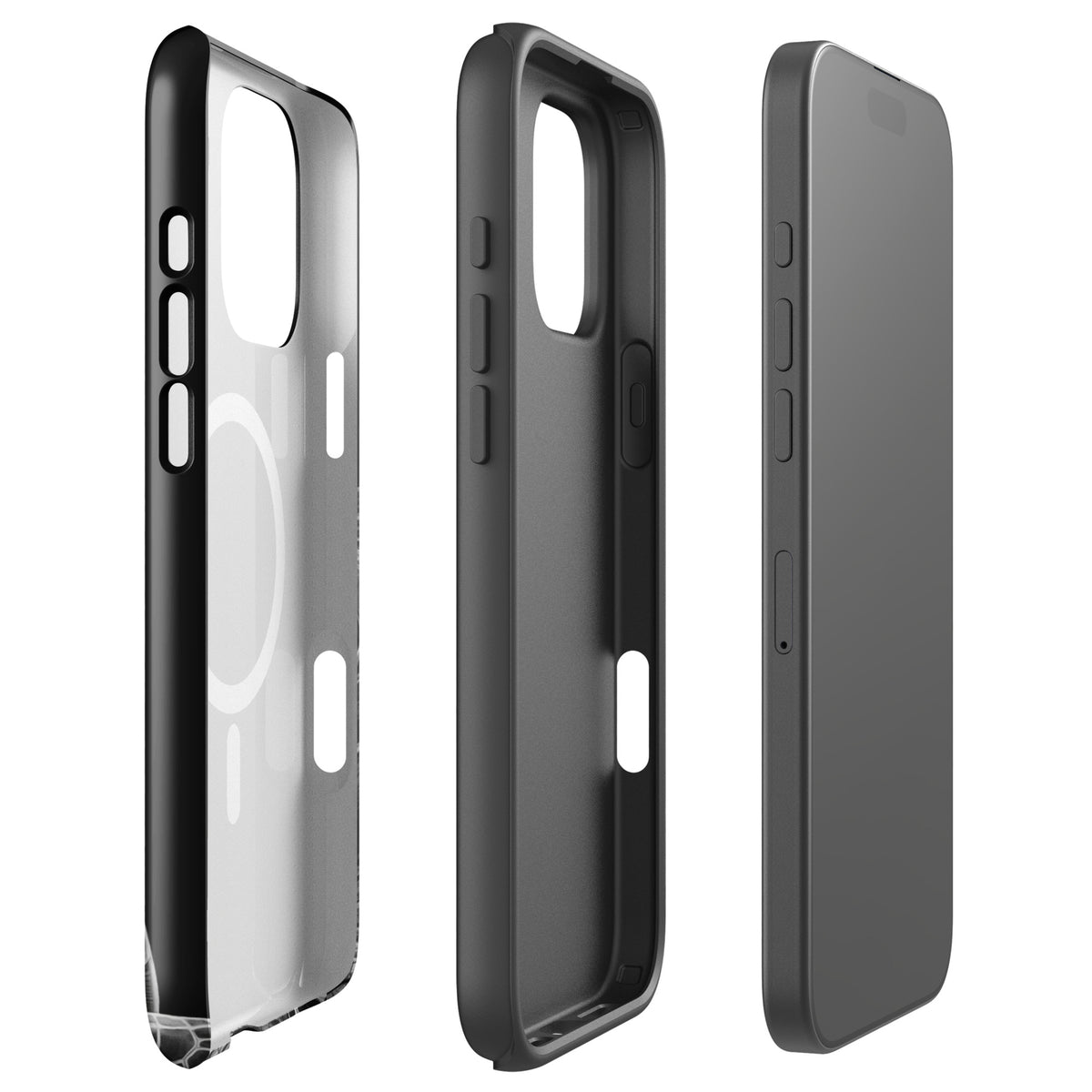 Magnetic Phone Case for iPhone with ancient sea turtle art, featuring durable black-and-white design.