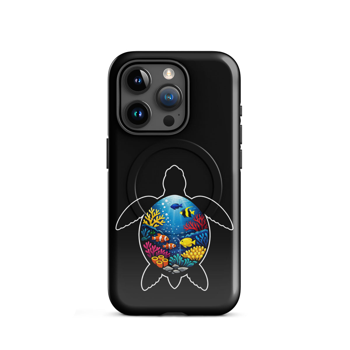 Magnetic Phone Case with vibrant sea turtle reef design for iPhone, offering stylish protection for marine life lovers.