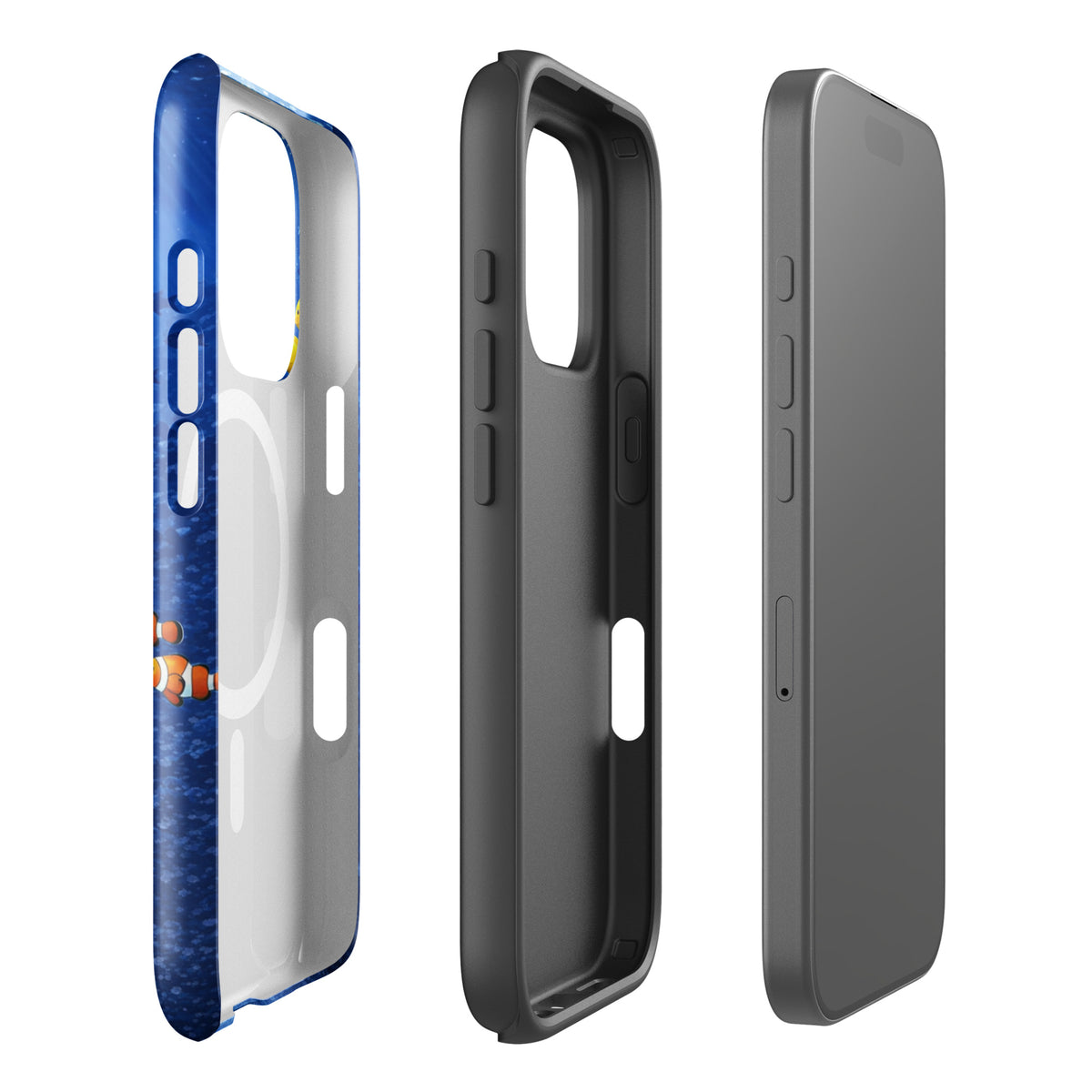 Magnetic Phone Case for iPhone with sea turtle design, showcasing dual-layer protection and underwater elegance.