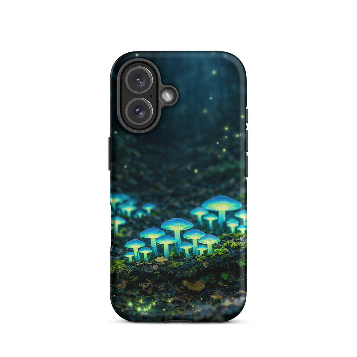 Phone Case with glowing forest mushrooms and bioluminescent design for iPhone.