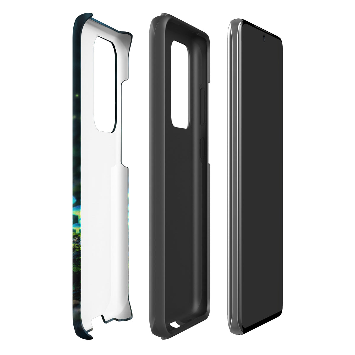 Phone Case for Samsung Galaxy featuring glowing bioluminescent mushrooms in a mystical forest. Stylish and protective design.