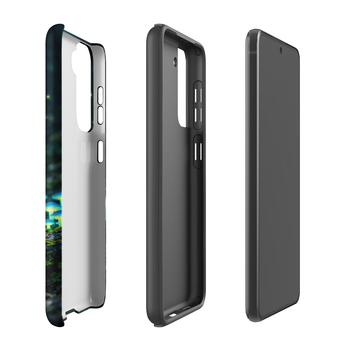 Phone Case for Samsung Galaxy featuring glowing forest mushrooms, ethereal design, bioluminescent pattern for a magical look.