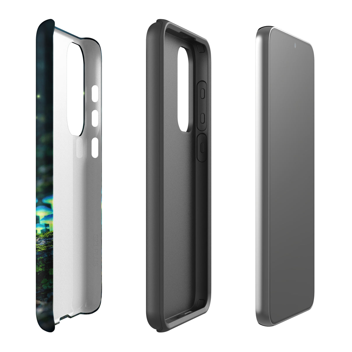 Phone Case for Samsung Galaxy with glowing forest mushrooms, showcasing bioluminescent design and robust protection for your device.
