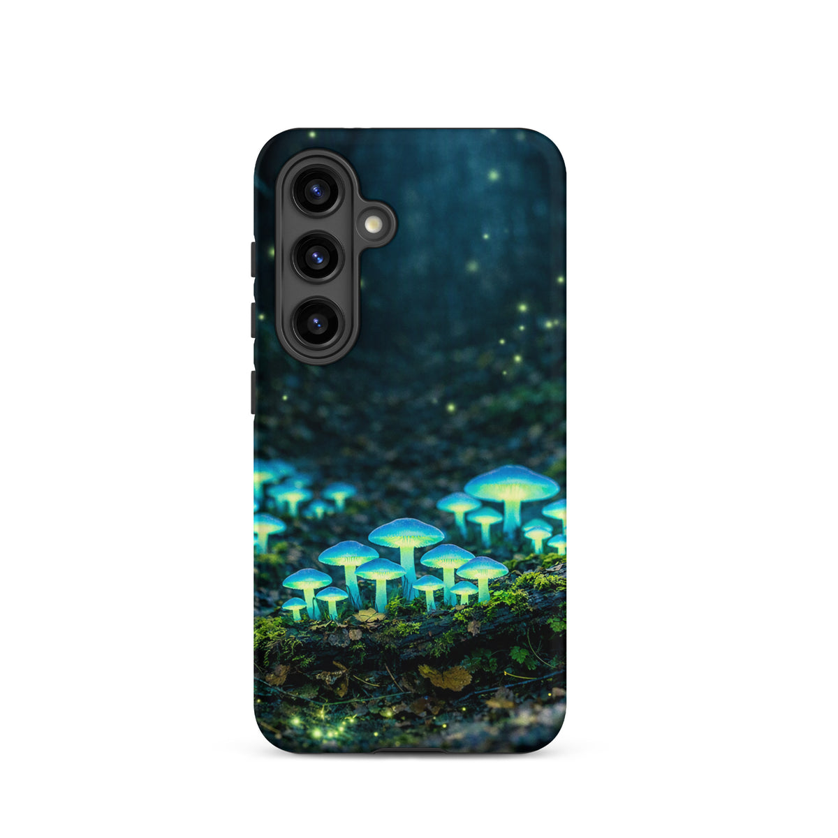 Phone Case for Samsung Galaxy with glowing forest mushrooms in a mystical blue-green hue