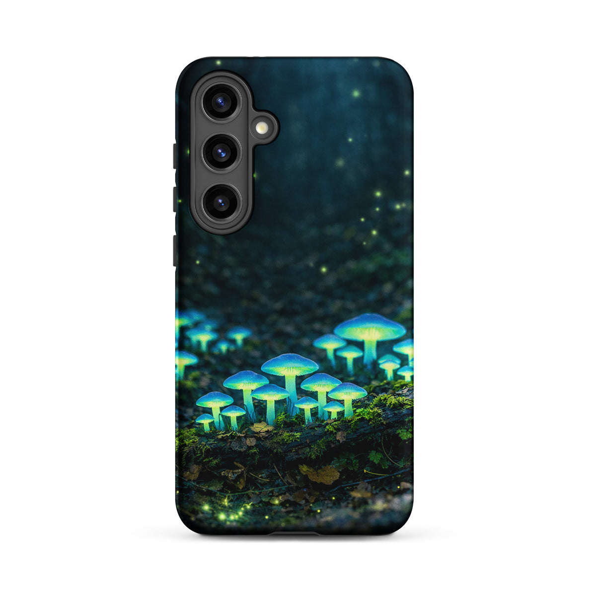 Phone Case for Samsung Galaxy featuring glowing bioluminescent forest mushrooms on a mystical woodland design.