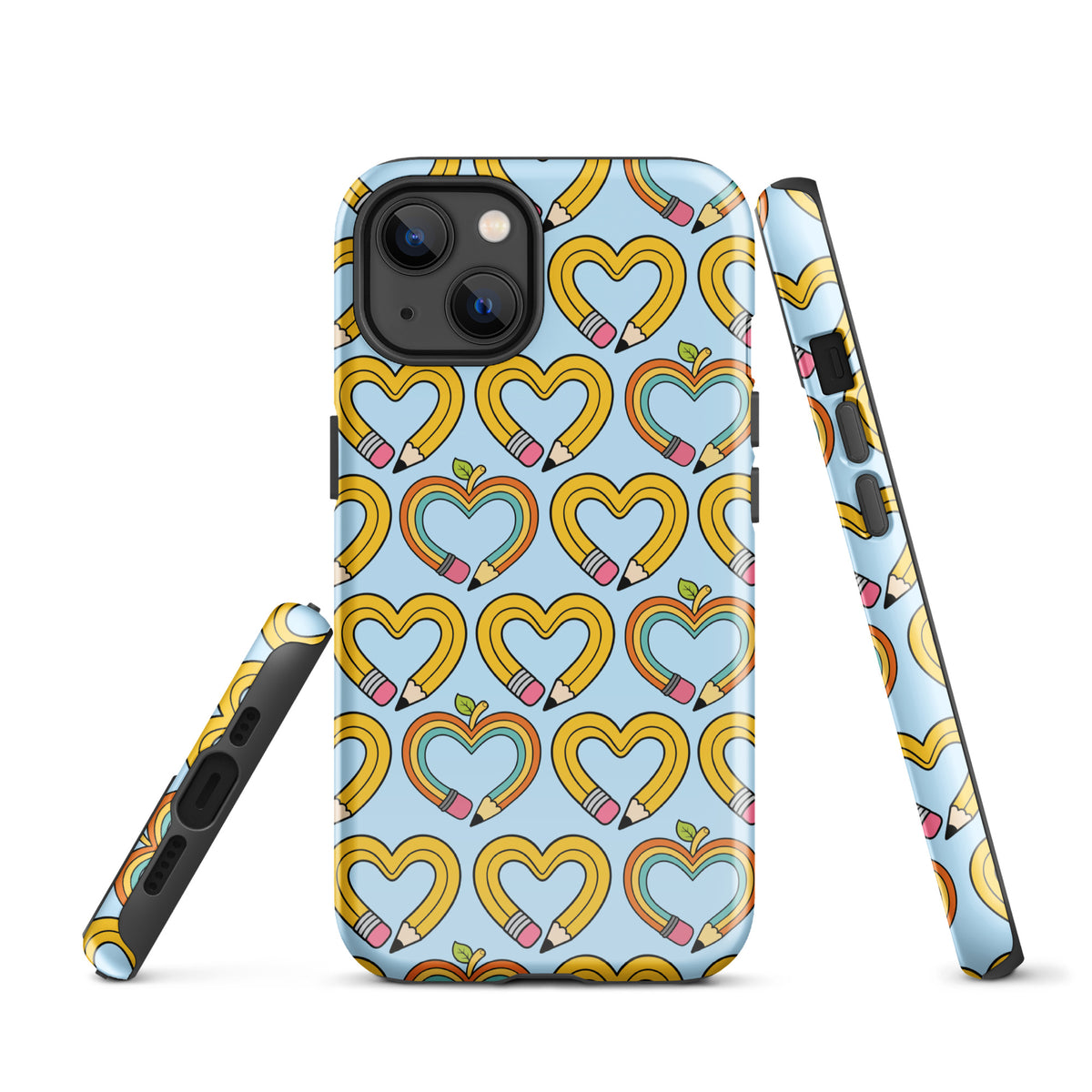 Phone Case with playful pencil-heart pattern, featuring a whimsical design symbolizing creativity and growth on an iPhone case.
