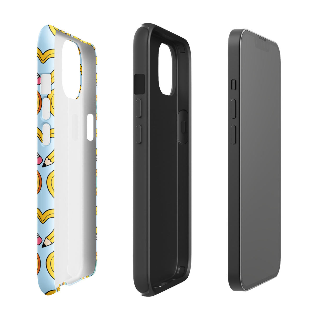 Phone Case for iPhone with playful pencil-heart pattern showcasing creativity and fresh beginnings.