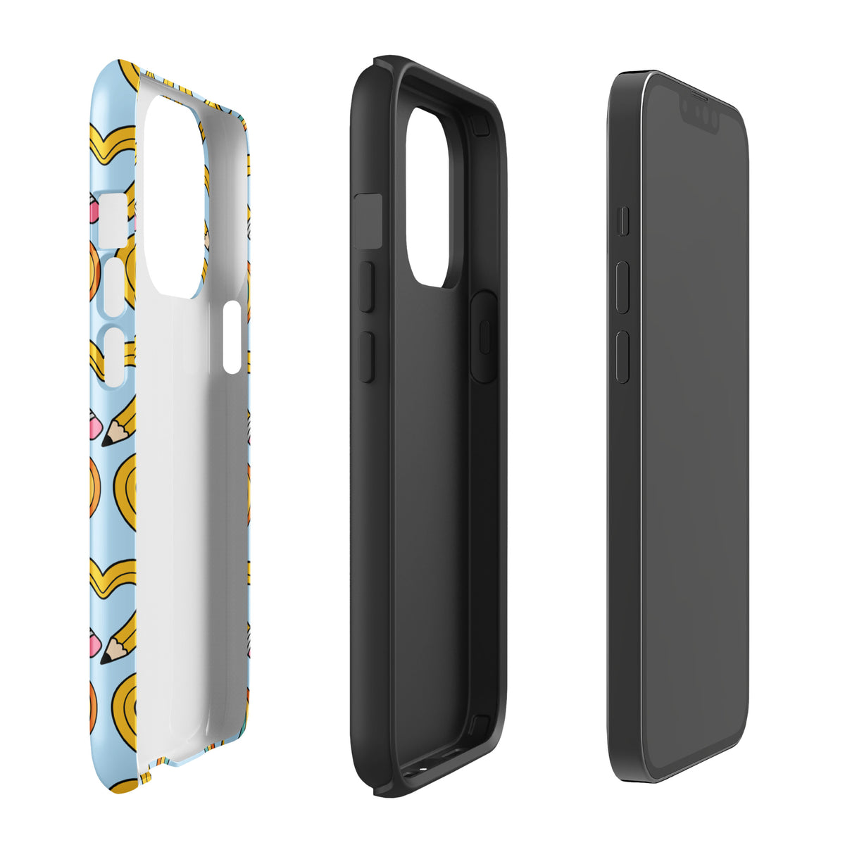 Phone Case for iPhone with playful pencil-heart pattern, showcasing creativity and growth.